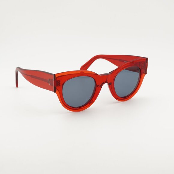 Celine CL40008I 66V Sunglasses Shiny Red Cat Eye Frame, Grey Lenses